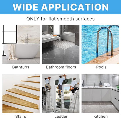 Supkiir Bathtub Non Slip Stickers, 24 PCS Anti Slip Adhesive Shower Treads with Scraper for Bath, Tub, Shower, Pool, Stairs, Ladders, Kitchen, 15’’(Black)