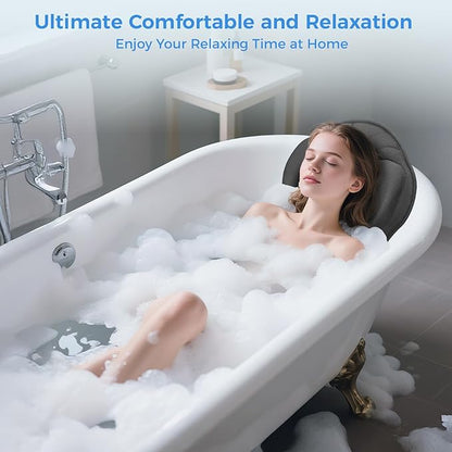 Full Body Bath Pillow for Tub Ergonomic Bathtub Pillow for Neck and Back Support,4D Mesh Bathtub Cushion with 10 Non-Slip Suction Cups