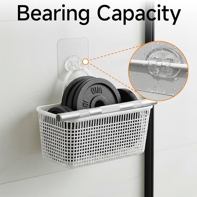 Shower Caddy Adhesive Replacement Hooks 14 Pack, Strong Transparent No Drilling Sticky Pads for Bathroom Shower Shelf Kitchen Rack Storage, Multi Size Adhesive Pads