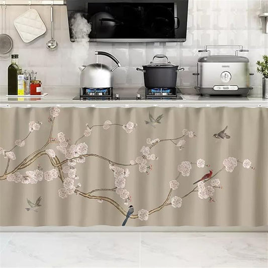 SK Studio Short Curtains for Kitchen, Cabinet Shelf Dust-Proof Blackout Tier Cafe Curtain Under Sink Skirt for Bathroom Laundry Room Style 7, 23.6" W x 27.6" H