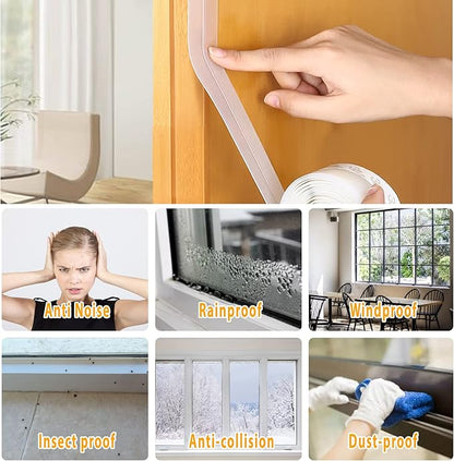 33.5 FT Weather Stripping Door Seal Strip,Shower Door Bottom Seal,Self Adhesive Door Insulation Strip for Door Frame,Windows and Shower Glass Gaps (Transparent, 25+35mm)