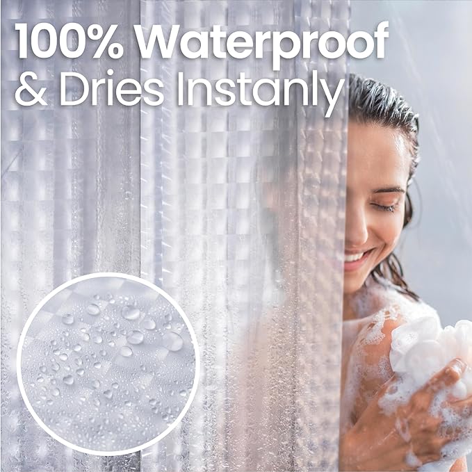 LiBa Waterproof PEVA 8G Shower Curtain, Plastic for Shower Stall, Bathtubs, Heavy Duty Bathroom Shower Curtain, Weighted Magnets,Rustproof Grommets - 3D Cat Eyes Pattern, 72x72