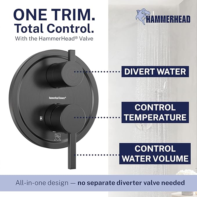 HammerHead Solid Metal Rain Shower System Set with Handheld and 10" Rainfall Head, Shower Valve and Trim Kit, 2-Handle Shower Faucet Set with 2 Way Diverter Body – Oil Rubbed Bronze