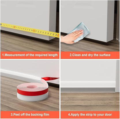 Shower Door Seal Strip, 36ft Silicone Door Frame Sealing Strip for Glass Doors, Bottom & Side Door Gap Filler, 2 Inch Wide Shower Glass Door Seal