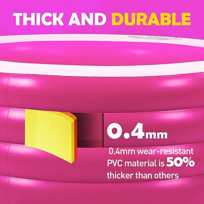 Biange Blow Up Pool, 72" X 30" Deep Round Inflatable Swimming Adult Pool, Backyard Inflatable Pool for Kids Swimming, Pink