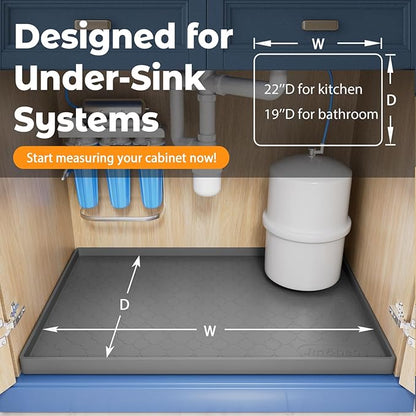 Jin&Bao Waterproof Under Sink Mat 40" x 19", Thick Silicone Mat Cabinet Protector for Kitchen and Bathroom, Shelf Liner, Home Organizer and Storage, Multipurpose Tray for Gadgets and Essentials