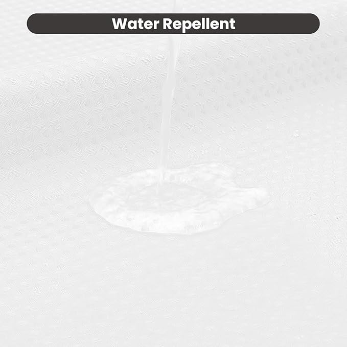 Inhousolu No Hook Waffle Weave Shower Curtain with Removable Snap in Fabric Liner Set for Bathroom, 230 GSM Heavy Duty, Water Repellent Washable Bath Curtains (White, 72" W x 78" L(Pack of 1))