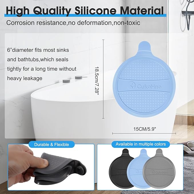 Silicone Drain Stopper for Shower & Tub,2-Pack,Shower,Sink,Bathtub,Floor Drain- Super Seal for Hair Clog Prevention,No More Leaks & Bad Smells - 5.9″x 7.3″ (Patented Product)