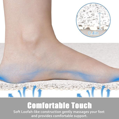 Large Shower Mat Non Slip, 36x36 Inch Shower Floor Mat with Drain Hole in Middle, Super Soft and Comfortable PVC Loofah Massage Bath Mat for Shower, Anti Slip Shower Stall Mat, Quick Drying
