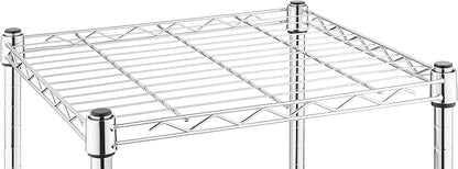 Whitmor 2 Tier Metal Storage Shelves, Heavy Duty Shelf with Basket, 350 lbs Capacity per Shelf, 700 lbs Total, Home Organizer for Kitchen, Bathroom, Bedroom, 15" L x 14" W x 15" H, Chrome