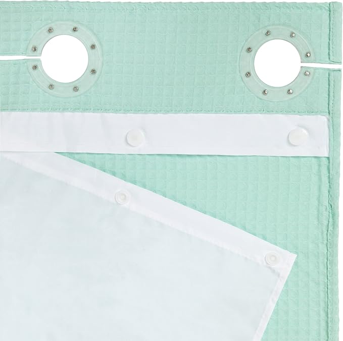 River Dream Hotel Grade No Hooks Needed Shower Curtain with Snap in Liner,Water Repellent, Machine Washable (Water Glass, 71"x86"(W/Liner))
