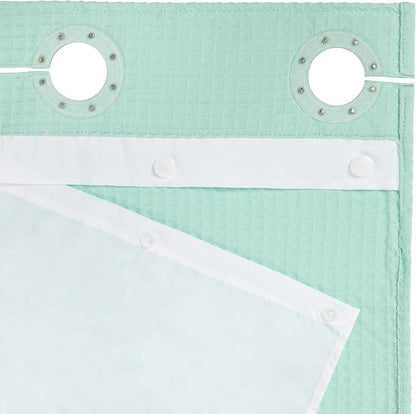 River Dream Hotel Grade No Hooks Needed Shower Curtain with Snap in Liner,Water Repellent, Machine Washable (Water Glass, 71"x86"(W/Liner))