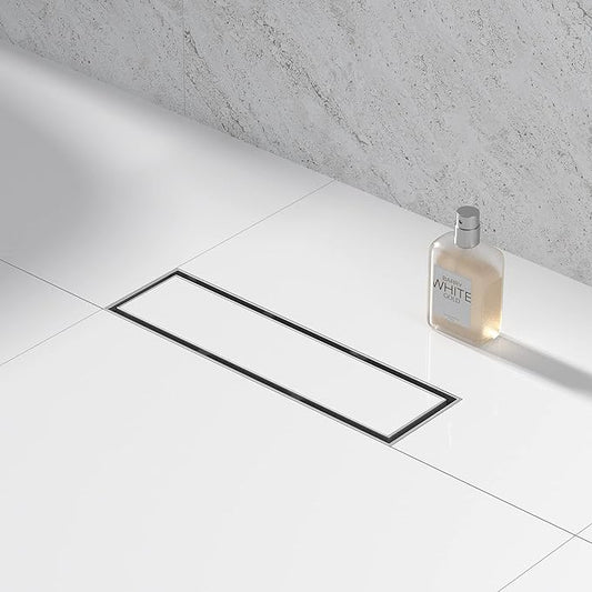 Linear Shower Drain 12", Brushed Floor Drain with Tiled Insert Grate & Hair Strainer, 304 Stainless Steel Bathroom 2-in-1 Tiled in Drain, CUPC Certified (Brushed, 12'')