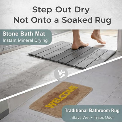 Foldable Stone Bath Mat – Premium Diatomaceous Earth Quick Dry Bathroom Mat, Water Absorbing, Non-Slip Stone Mat for Modern Bathrooms