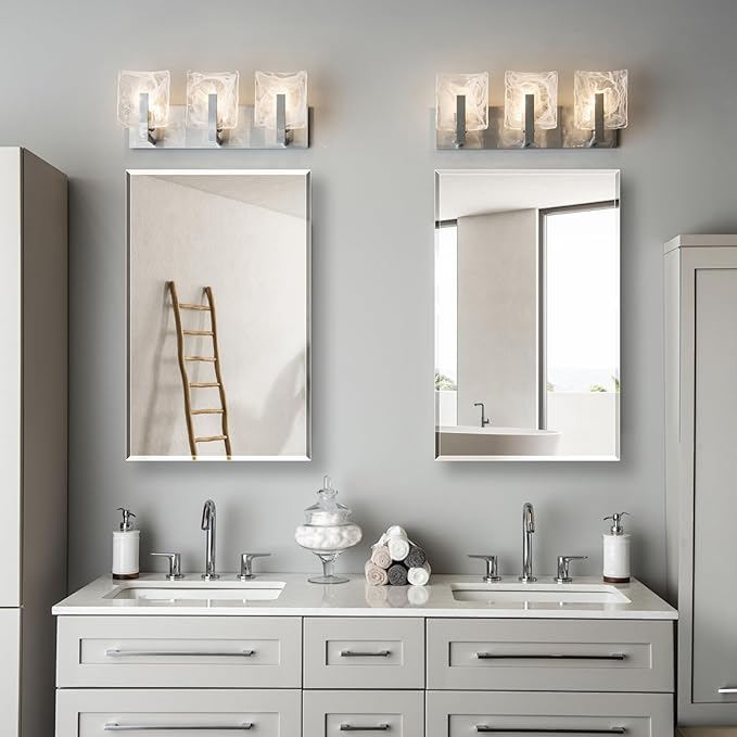 Medicine Cabinet, Rectangular Beveled Frameless Mirror Cabinet,Wall Mounted Cabinet for Bathroom Toilet Kitchen,Recess or Surface Mount,24x24 in