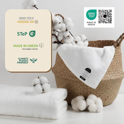 SEMAXE White Bath Towel for Bathroom, 100% Cotton Towel with Hanging Loop, Hotel & Spa Quality Soft Absorbent Towel, Gift Box Packaging, 1 Pc Bath Towel, 55" L x 27" W