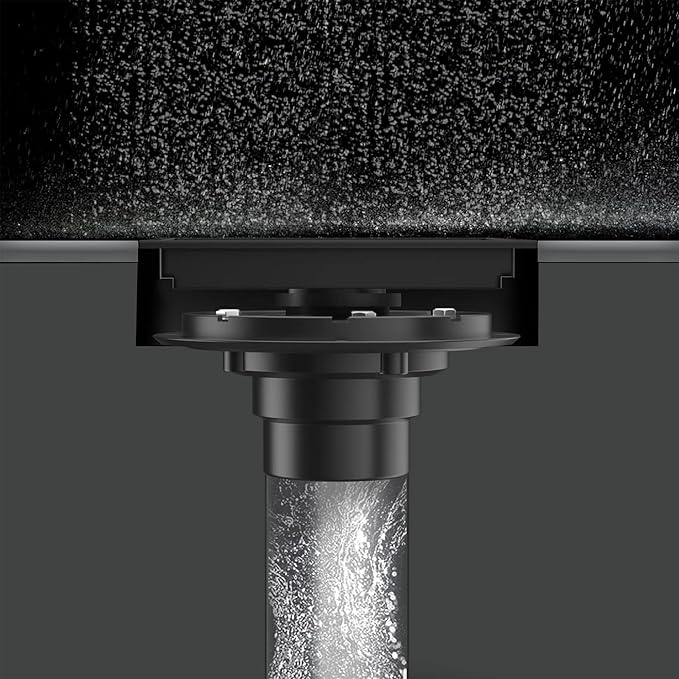 6 Inch Square Shower Floor Drain, Shower Drain Kit with Flange and 2 in 1 Tile-Insert Cover, Square Shower Drain, SUS 304 Stainless Steel Floor Drain,Matte Black