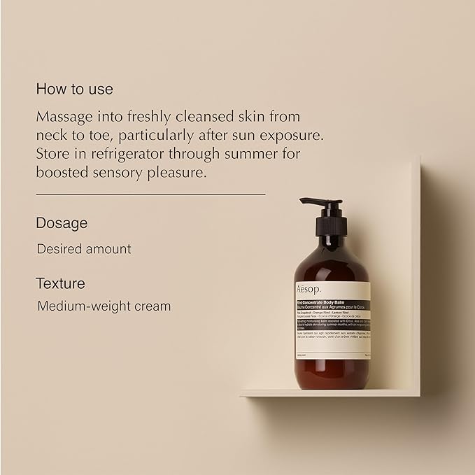 Aesop Rind Concentrate Body Balm - Lightweight, Fast-Absorbing Hydration with Pink Grapefruit, Orange Rind, Lemon Rind, Aloe Vera & Nut Oils - Bright Citrus Fresh Scent - 500 mL / 16.9 fl oz
