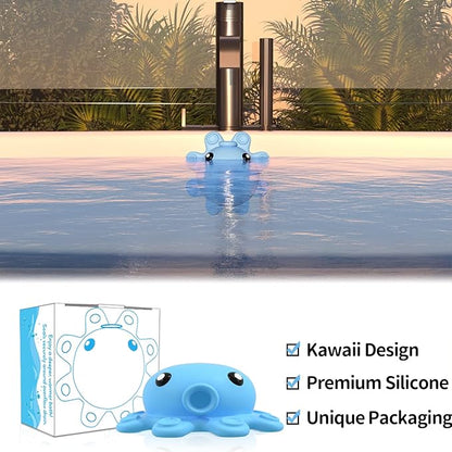 Bath Tub Overflow Drain Cover- Silicone Bathtub Overflow Cover with Suction Cups, Tub Drain Block Adds Inches of Water for Deeper Bath, Cute Bathroom Accessories, Blue