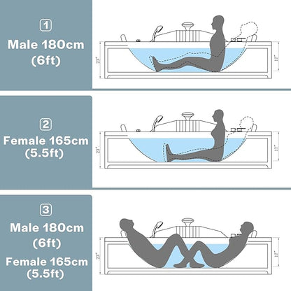 Empava 2 Person Whirlpool Bathtub,Corner Jetted Bathtub with Heater,Corner Jetted Tub with Light,Spa Bath tub with 10 Jets,Hydro Massage Tub with Chromatherapy,ETL Certified