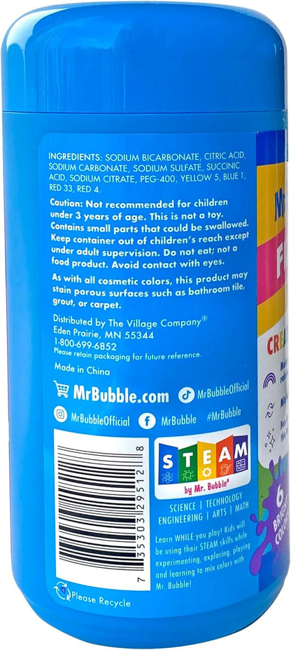 Mr. Bubble Fizzy Tub Colors Bath Water Coloring Tabelets, 6 Bright Colors, Red, Orange, Yellow, Purple, Blue and Green, Fragrance Free, Cap Makes Colorful Waterfall (3 Jars, 150 Tablets Each)