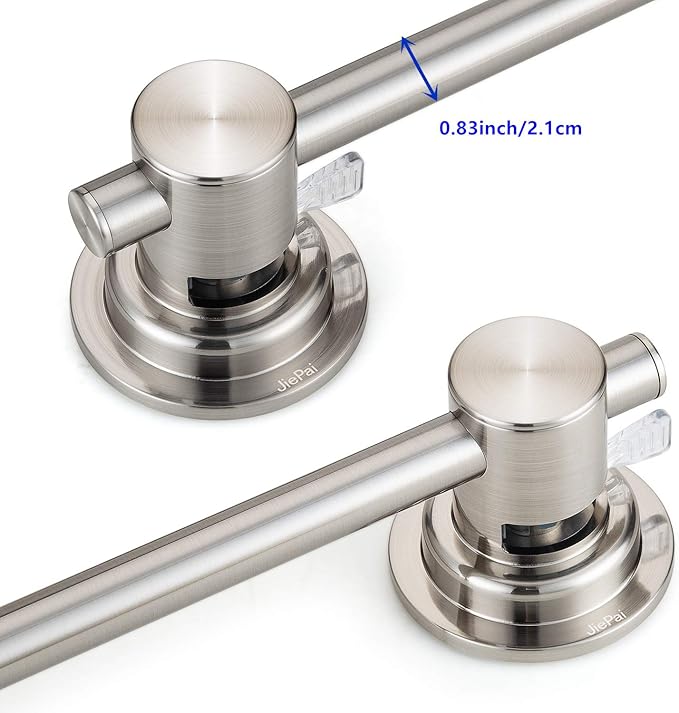 JiePai Extendable 17-28 inch Suction Cup Towel Bar,Bath Shower Towel Holder Shower Door Adhesive Towel Bar Suction Towel Rack (Suction Cup, Brushed Nicke)