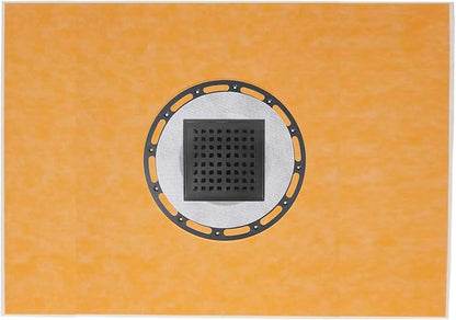Square Shower Drain, 6-Inch Matte Black Kit with Bonding Flange, Removable Stainless Steel Grate & Hair Strainer, Fits 2" & 3" Pipes for Tiled Floors