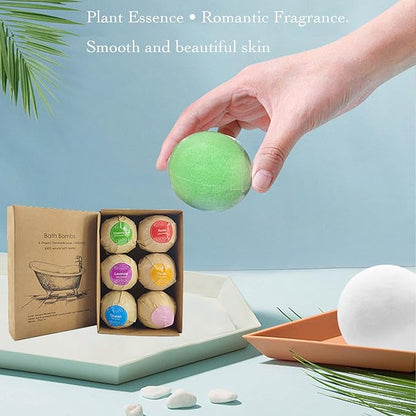 Bath Bombs Gift Set 6 Pack with Essential Oils & Plant Extracts, Luxury Fizzy Bath Bombs for Moisturizing Relaxation Aromatherapy, Christmas Valentine Mothers Day Spa Gifts for Women Men Her Him