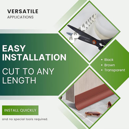 1.8in Brown Weather Stripping Door Seal – Thickened Silicone, Strong Adhesive, Maximum Coverage for Sealing Wide Gaps, Ideal for Extreme Weatherproofing