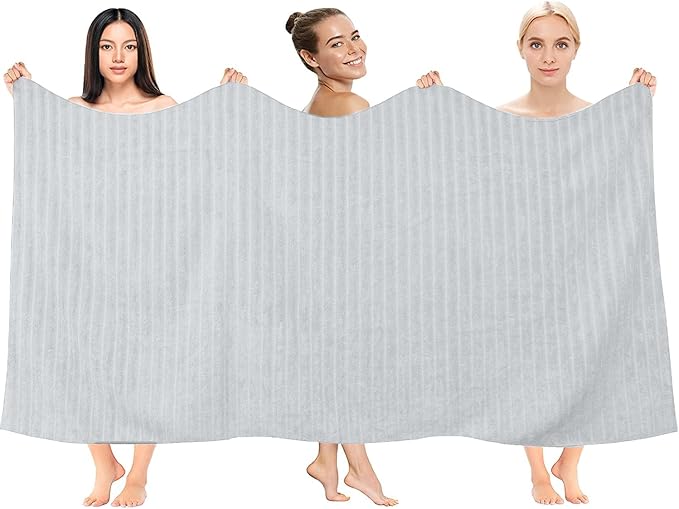DAN RIVER Pack of 2 Bath Sheet 35x70 Inches, Extra Large Ribbed Oversized Bath Towels, Thick Absorbent Hotel Bath Towels - Highrise