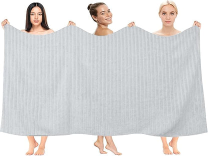 DAN RIVER Pack of 2 Bath Sheet 35x70 Inches, Extra Large Ribbed Oversized Bath Towels, Thick Absorbent Hotel Bath Towels - Highrise