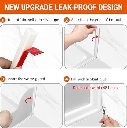 Shower Corner Water Guard, Large Size Tub Shower Water Guard, Shower Splash Guards,Bathtub Splash Guard Self-Adhesive Tub Guards to Keep Water in Tub (2pcs)