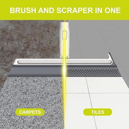 Squeegee Broom for Floor, Floor Squeegee for Concrete and Tile Cleaning, Floor Scrubber with Long Handle for Bathroom, Kitchen, Shower, Tile, Pet Hair, Fur, Foam Cleaning
