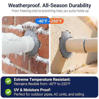 Moldable Waterproof Silicone Putty for Bathroom Wall & Pipe Gaps, Reusable & Pliable Repair Sealant (Black)