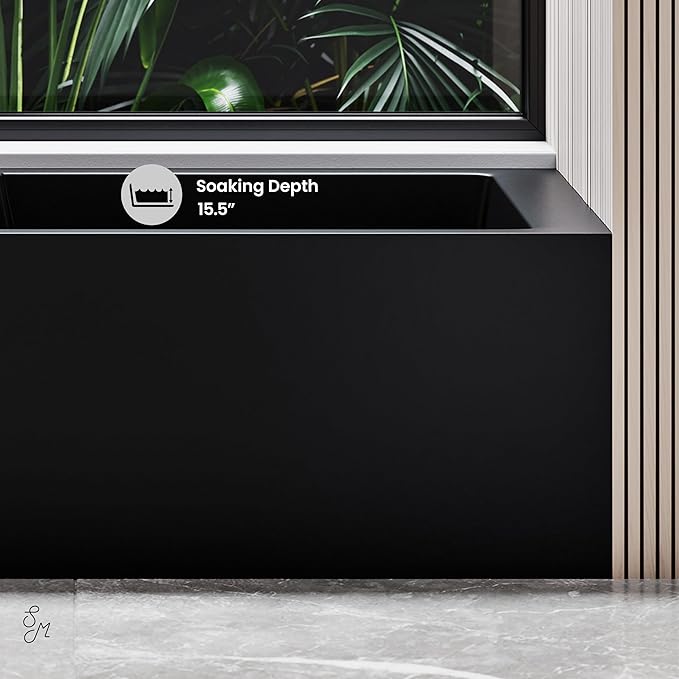 Voltaire 54 in. x 30 in. Acrylic Matte Black, Alcove, Integral, Left-Hand Drain, Apron Bathtub