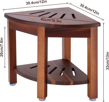 HouseJoy Corner Shower Bench with Shelf, Corner Shower Stool for Shaving Legs, Shower Foot Rest Waterproof Bathroom Bench -Bath Seat, Spa Foot Rest Shaving Stool Corner