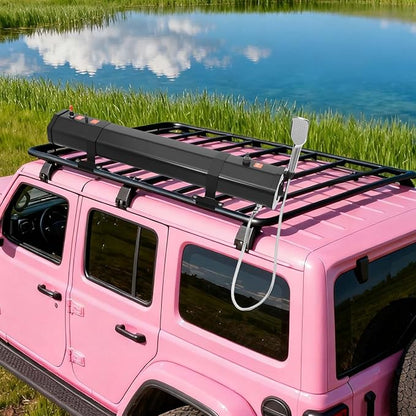 Self-Pressurized Water Tank for Camping Showers 30L, Roof Rack Mount Road Shower with Hose & Shower Head, Vehicle Water Storage for Car, SUV, RV, Beach, and Off-Road Adventures