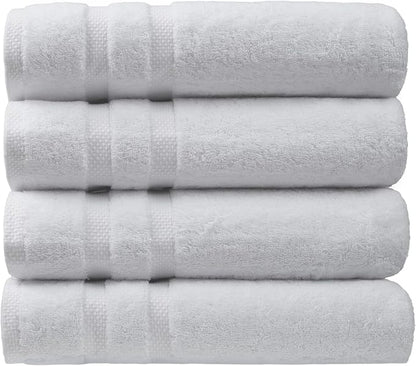 SOFE H&L | Olea Luxury Cotton Turkish Bath Towels Set of 4 White | Premium, Soft, Durable, Absorbent | Hotel Quality Plush Towels and Thick Towel Sets