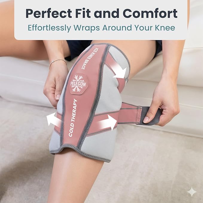 Knee Ice Pack Wrap (1 Pack) - Adjustable Ice Pack for Knees Surgery, Replacement, Arthritis Pain, ACL, Sports Injuries, Post Surgery, for Long Duration - 1 Pack (Pink)