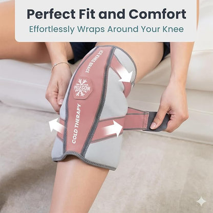 Knee Ice Pack Wrap (1 Pack) - Adjustable Ice Pack for Knees Surgery, Replacement, Arthritis Pain, ACL, Sports Injuries, Post Surgery, for Long Duration - 1 Pack (Pink)