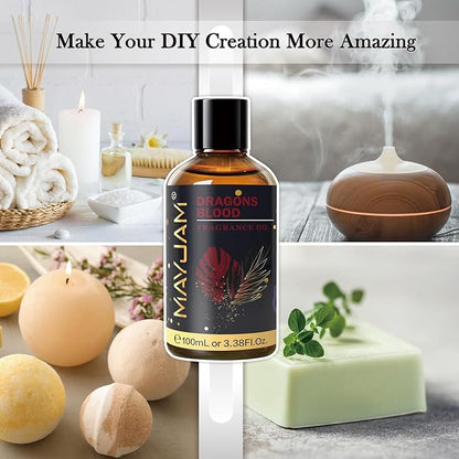 MAYJAM 100ML/3.38FL.OZ Dragons Blood Fragrance Oils with Glass Dropper, Essential Oils for Diffusers for Home, Long Lasting Scented Oils for Diffusers Soap Candle Making