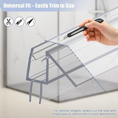 2-Pack Shower Door Bottom Seal, (1/4" x 39") Ultra Clear Shower Door Seal Dtrip, Stop Shower Leaks and Create A Water Barrier