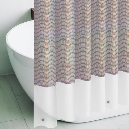 Ga-Geetopia Holographic 3D EVA Shower Curtain Liner Wave, 72x72 Premium Medium Weight Clear Plastic Bathroom Shower Curtain with Rustproof Metal Grommets for Shower Stall, Bathtubs