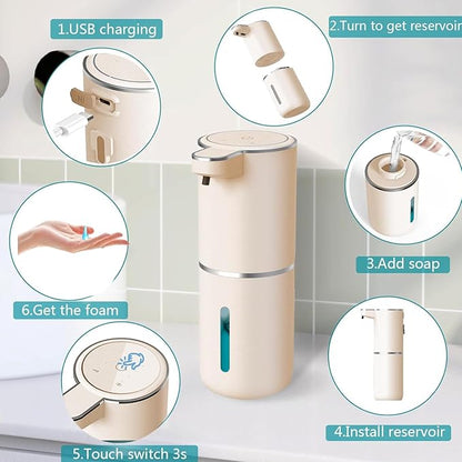 Automatic Liquid Soap Dispenser,Touchless Hand Soap Dispenser USB Rechargeabled Dispenser Electric,Wall Mounted 4 Levels Adjustable Dispenser Pump for Bathroom Kitchen Dish Soap Gold