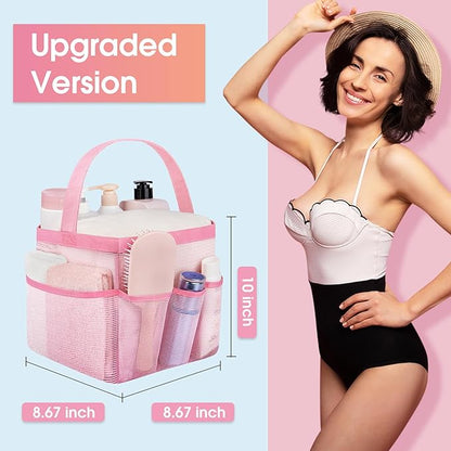 Attmu Mesh Shower Caddy Portable for College Dorm Room Essentials with 8 Pockets, Hanging Shower Caddy Dorm Basket, Quick Dry Bag for Bathroom