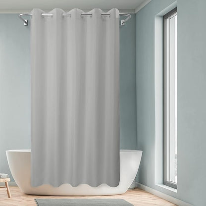 River Dream Extra Long No Hook Grey Shower Curtain or Liner Soft Microfiber - 84" Length Fabric Shower Curtain Liner Set, Machine Washable & Water Repellent, Gray, 71x86