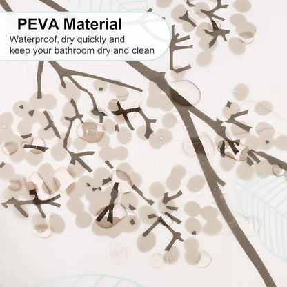 PEVA Shower Curtain, 72 x 72 Water Repellent Premium Bathroom Shower Curtain with 3 Magnetic Weights for Shower Stall, Bathtubs (Flower-2)
