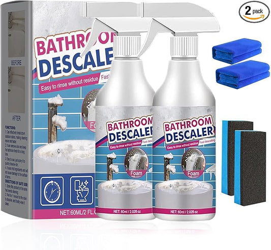 NBDIB 2PC Bathroom Descaler Foam Cleaner Spray,2025 Upgraded Stubborn Stains Cleaner, Bathroom Descaler Spray,All Purpose Rinse Cleaning Foam for Toilet, Bathtub, Tile, Glass and Sink