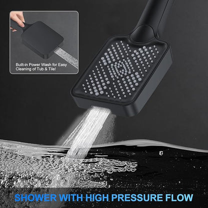 Shower Faucet Set, 12" Ceiling Mount Rainfall Shower System with 2 Rain Shower Head and Multi-function Handheld Head Push Button Diverter Shower Faucet Trim Kit (12", Oil Rubbed Bronze)