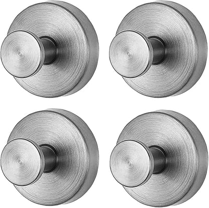Removable & Reusable Suction Cup Hooks for Shower, Heavy Duty No-Drill Cup Hooks for Towels, Robes, Loofah–Wreath Hangers for Front Doors,Doors & Smooth Surfaces (Silver, 4 Pack)